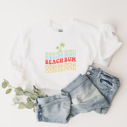Beach Bum Stacked Wavy Graphic Sweatshirt
