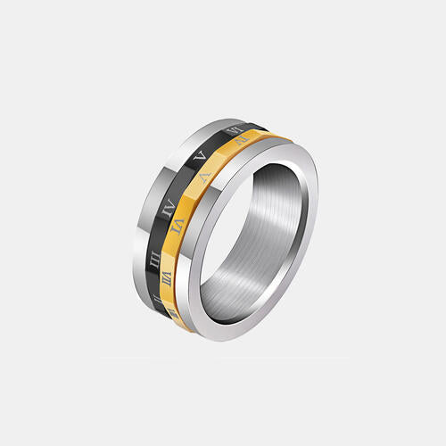 Roman Numeral Titanium Steel Spinner Ring